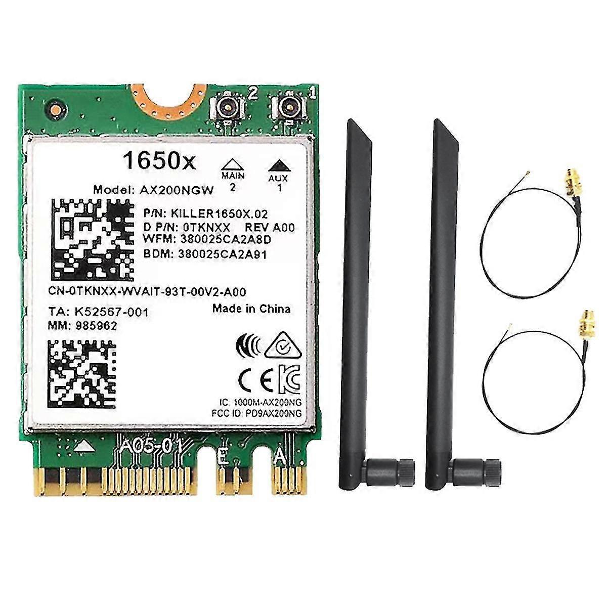For 1650x Wifi Card+2x8db Antenna Ax200ngw 3000mbps 2.4g 5g Wifi 6+bt 5.1 Gigabit Wireless Network