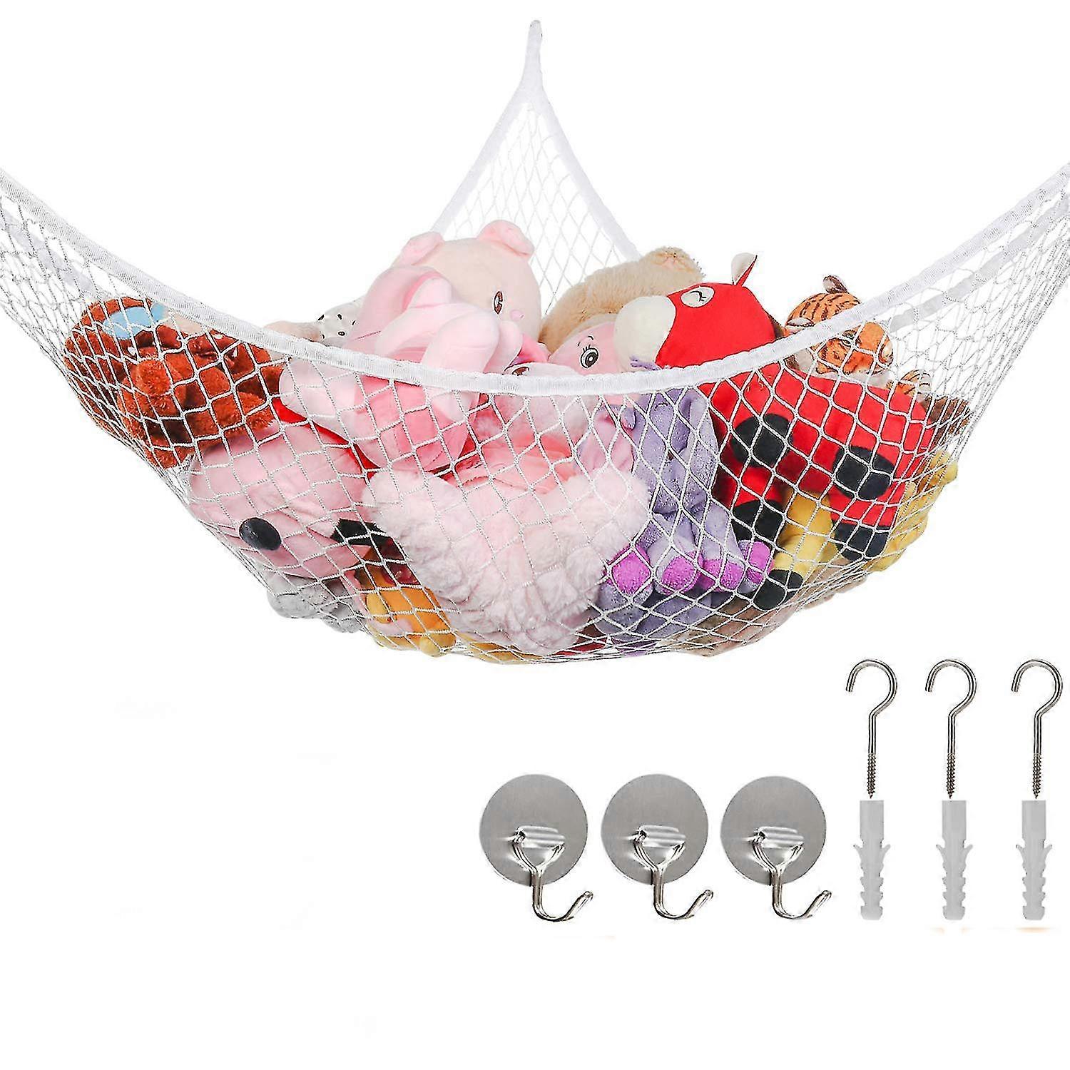 Jumbo Toy Hammock Stuffed Animals Corner Net Large Hanging Net, Pink