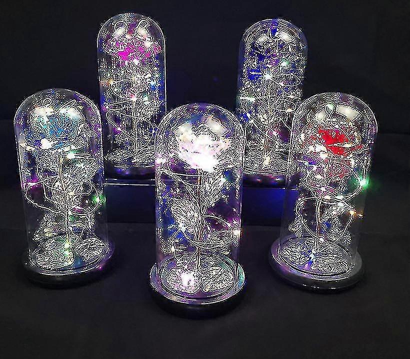 保存された花のガラスカバーローズフラワーはバレンタインデークリスマスデコを導いた