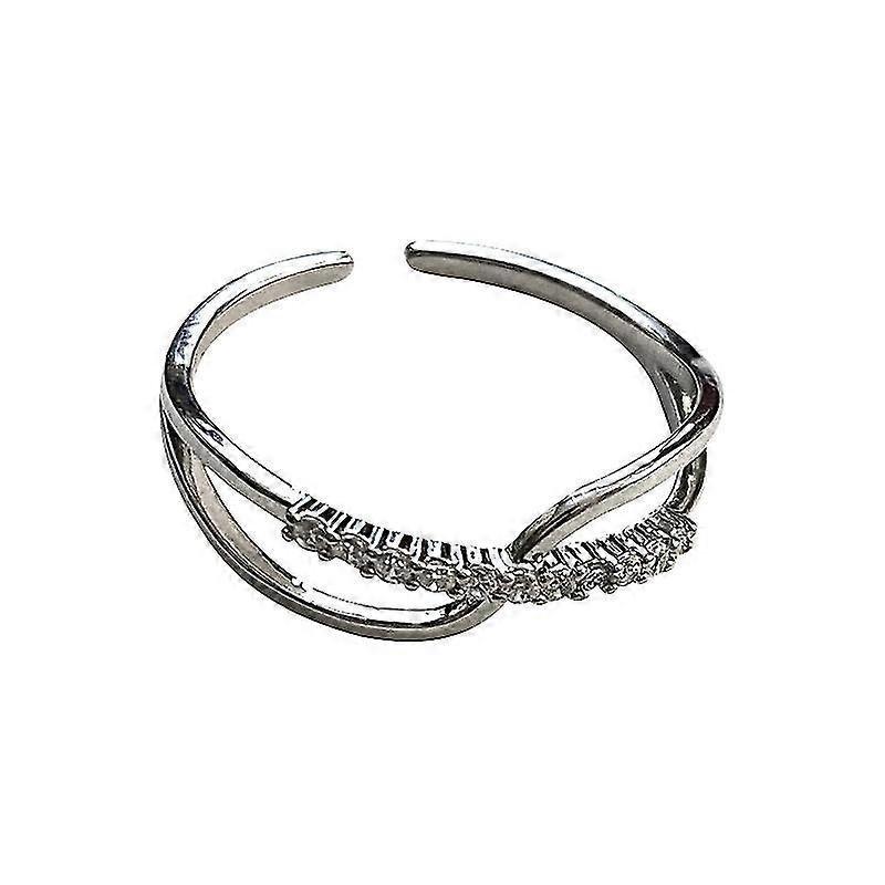 Cross inlay Ring Popular Diamond Opening Adjustable Ring