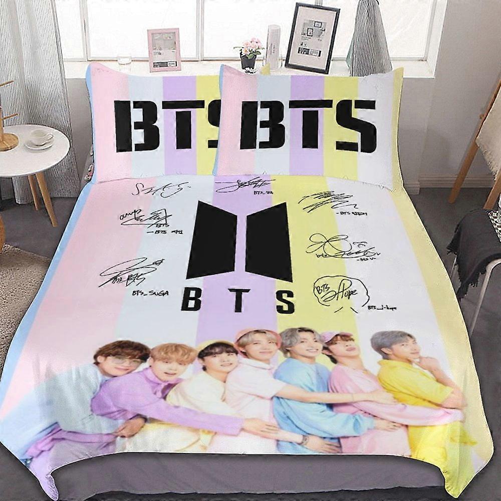 طقم مفروشات HF329 مجموعة غطاء لحاف للفراش للأطفال ، طقم غطاء لحاف Kpop BTS مع 1 غطاء لحاف و 2 غطاء وسادة 3 قطع طقم مفروشات LS329