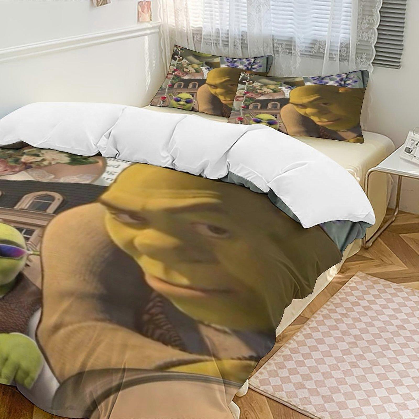 a2289 Lakan Shrek sängkläder set påslakan set tecknad tema barnrum lakan iip2289