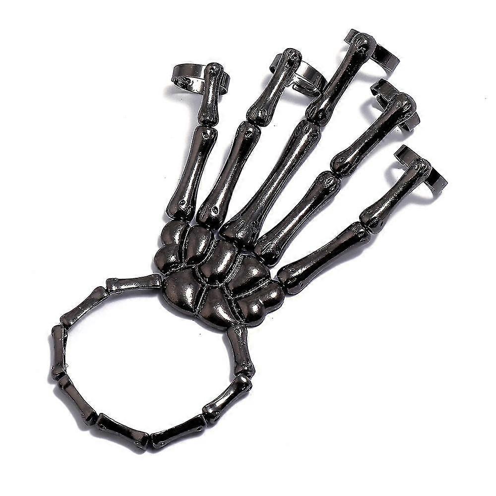Yazilind Bracciale Esagerato Personalità Punk A Forma Di Teschio - Gioielli A Mano Per Donne E Ragazze, Ideale Per Festival E Halloween - 2