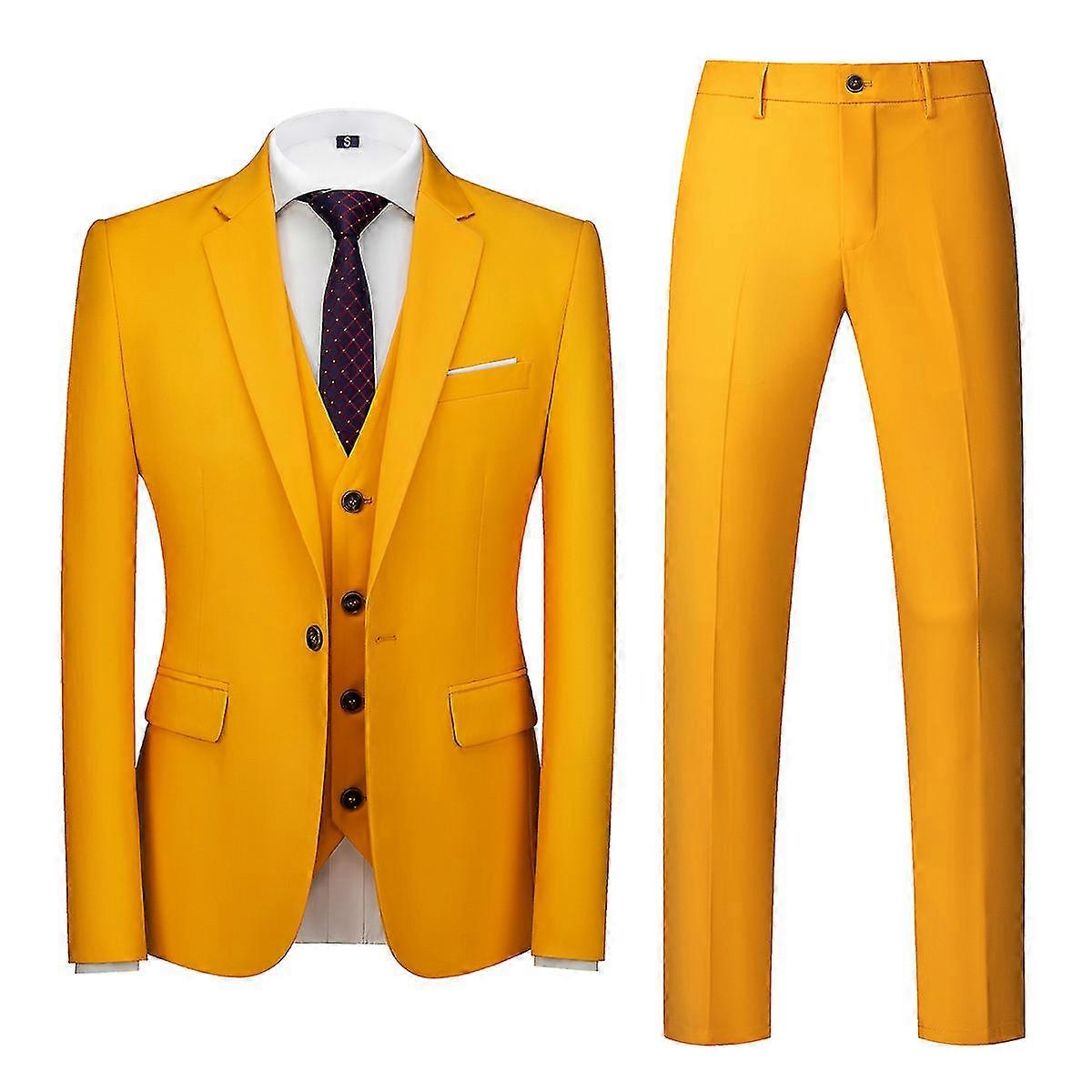 Mile Herren 3 Stück Anzug Elegant Solid One Button Slim Fit Party Anzug Sets