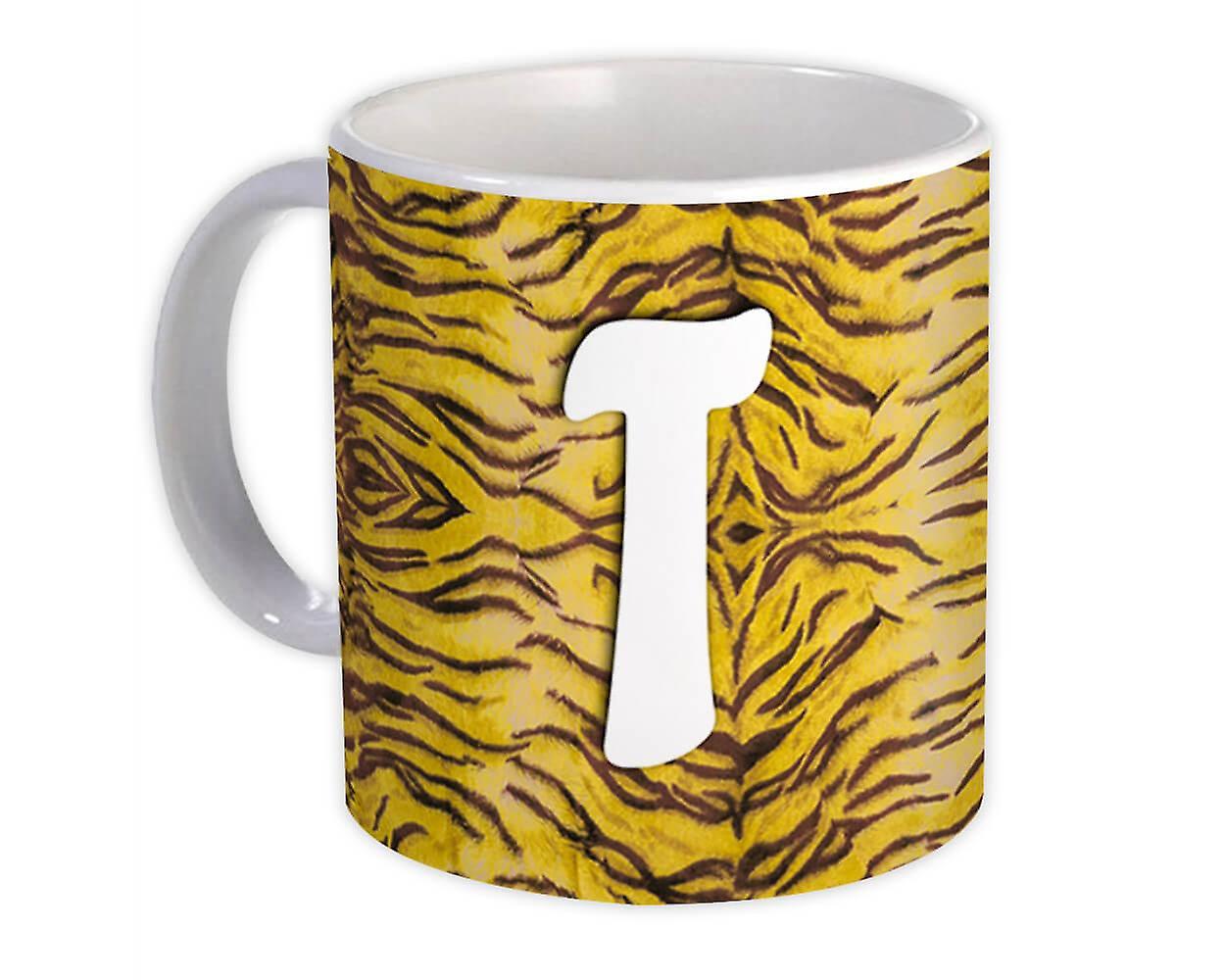 Geschenkbecher: Monogramm Buchstabe T Tiger