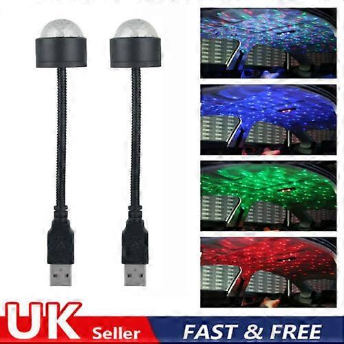 USB Mini Multicolor LED Starry Sky Projection Lamp - Car Roof Night Light With Moving Stars, Portable
