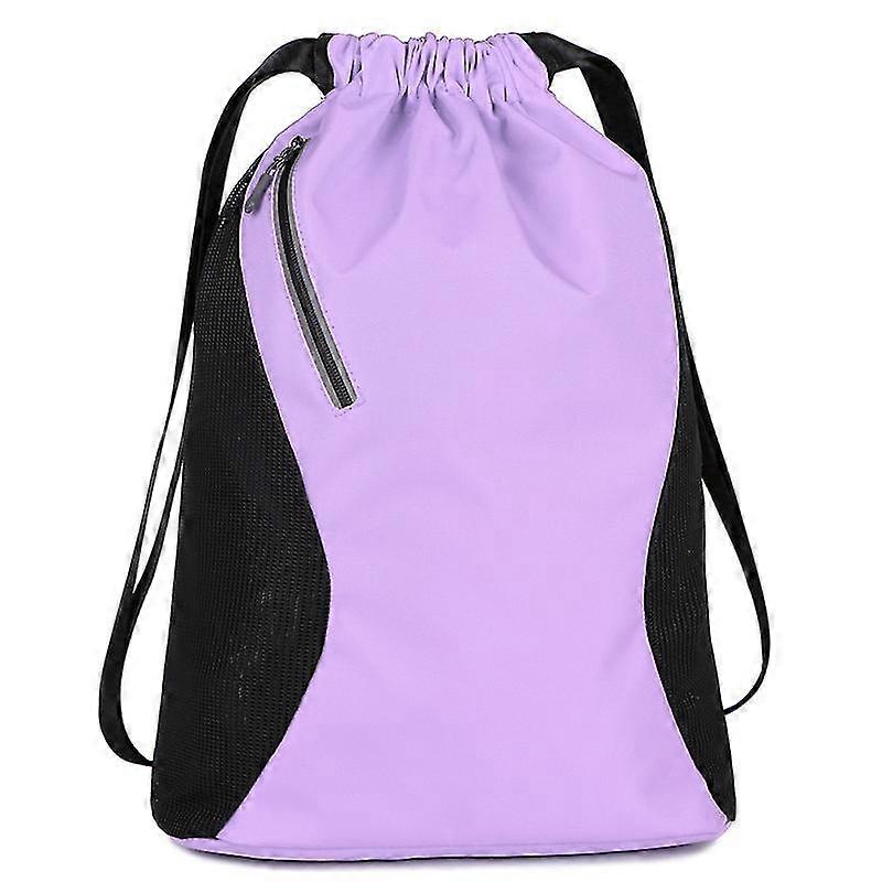 Drawstring Backpack Sports Gym Bag Large Size With Zipper And Water Bottle Mesh Pockets