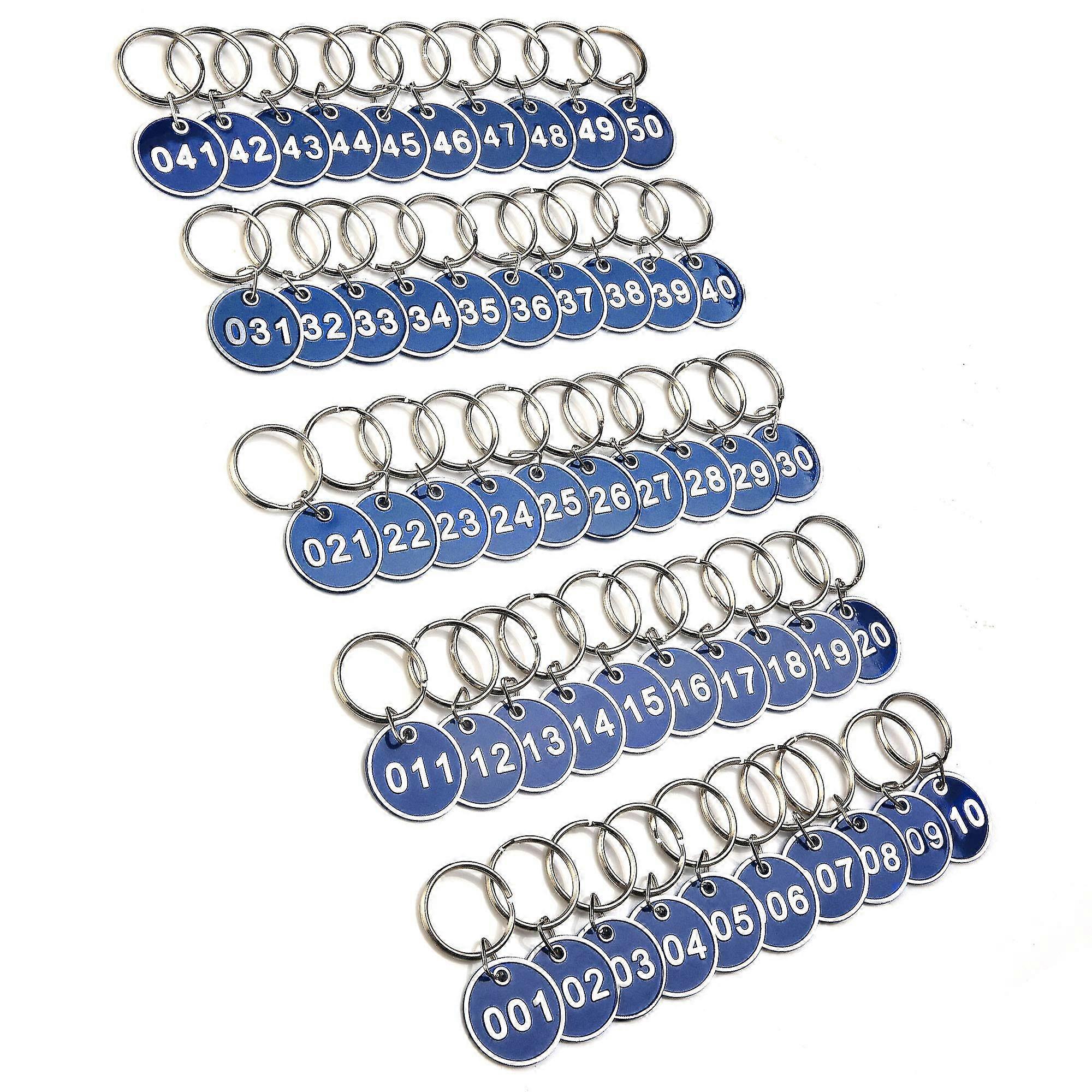 Engraved Number Key Chain Tags - 1-100 Numbers - Aluminum Key Rings for Locker, Gym