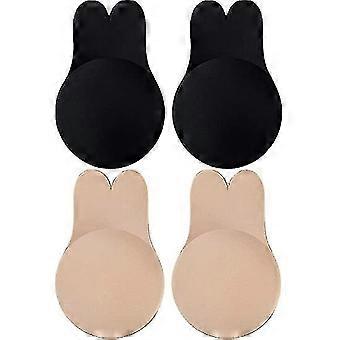 2 Paar selbstklebende BH, Bruststraffung trägerloser rückenloser BH Nippless Covers Push Up Self Invisible Sticky Bra für Frauen