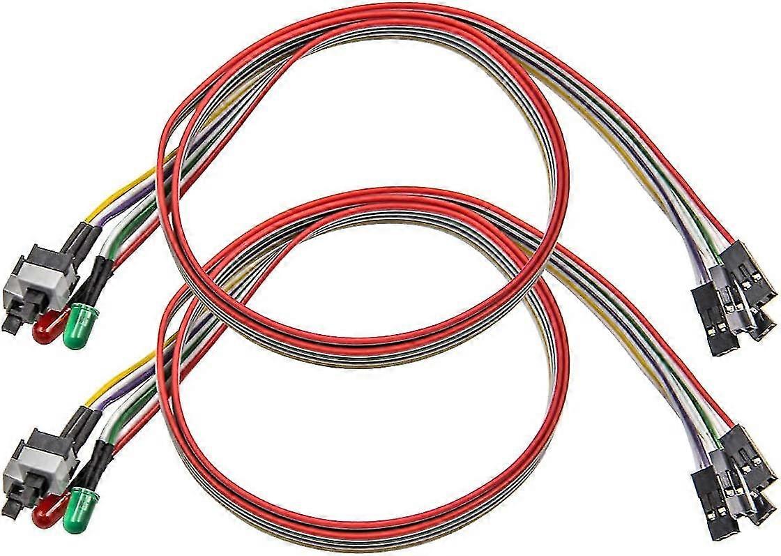 2 Packungen Computerbox ATX-Netzschalter Setzen Sie das Schalterkabel mit 2 x LED-Licht rot grün 27 Zoll zurück