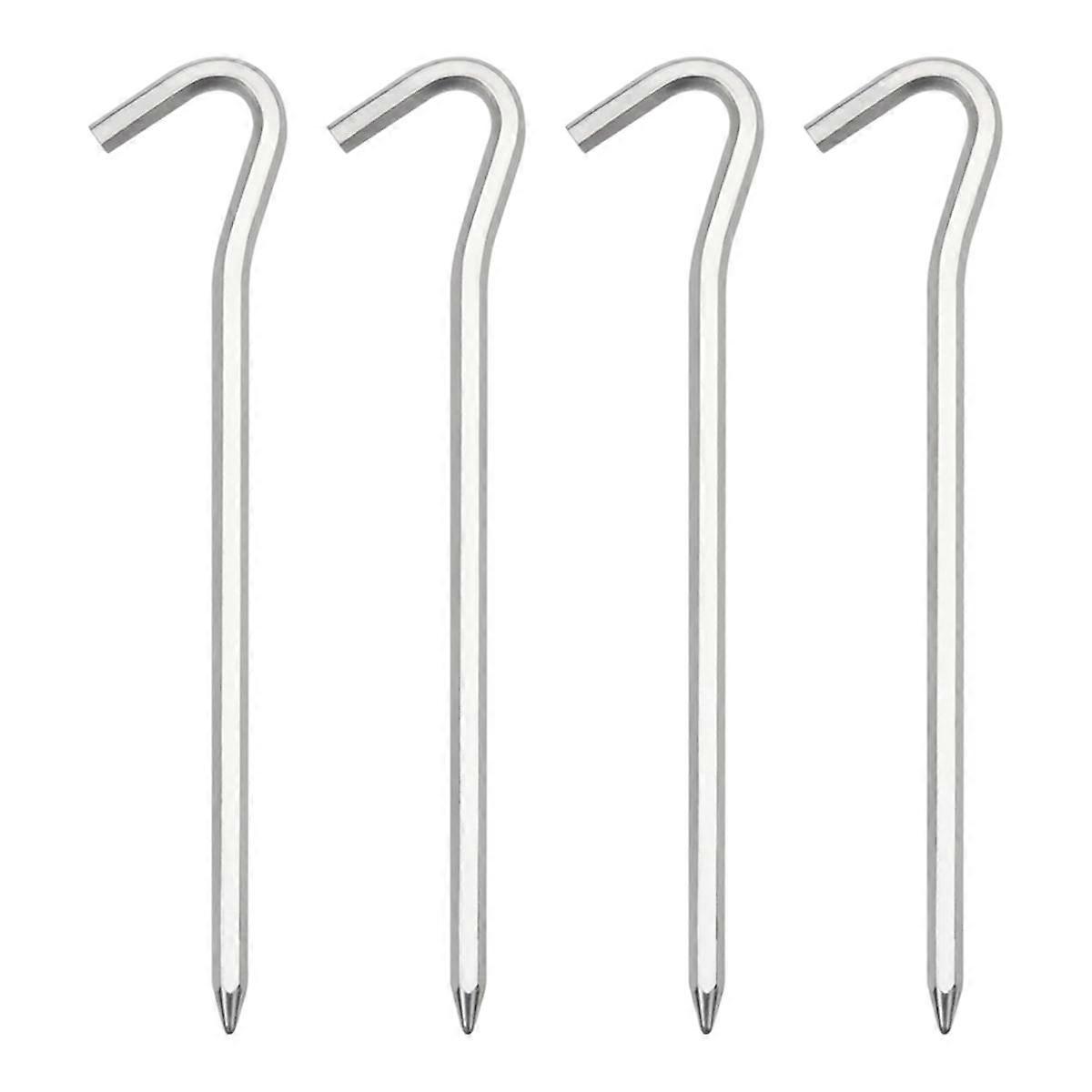 Aluminum Tent Pegs, 4 Pack Hexagon Tent Stakes with Hook 7 Inches Long Canopy Pegs