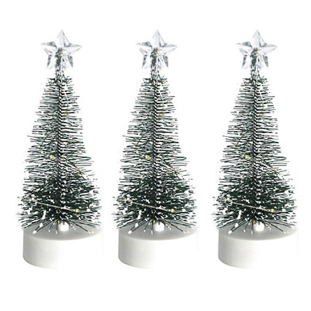 Mini Artificial Christmas Tree Pine Trees Led Light Desktop Decor Supplies