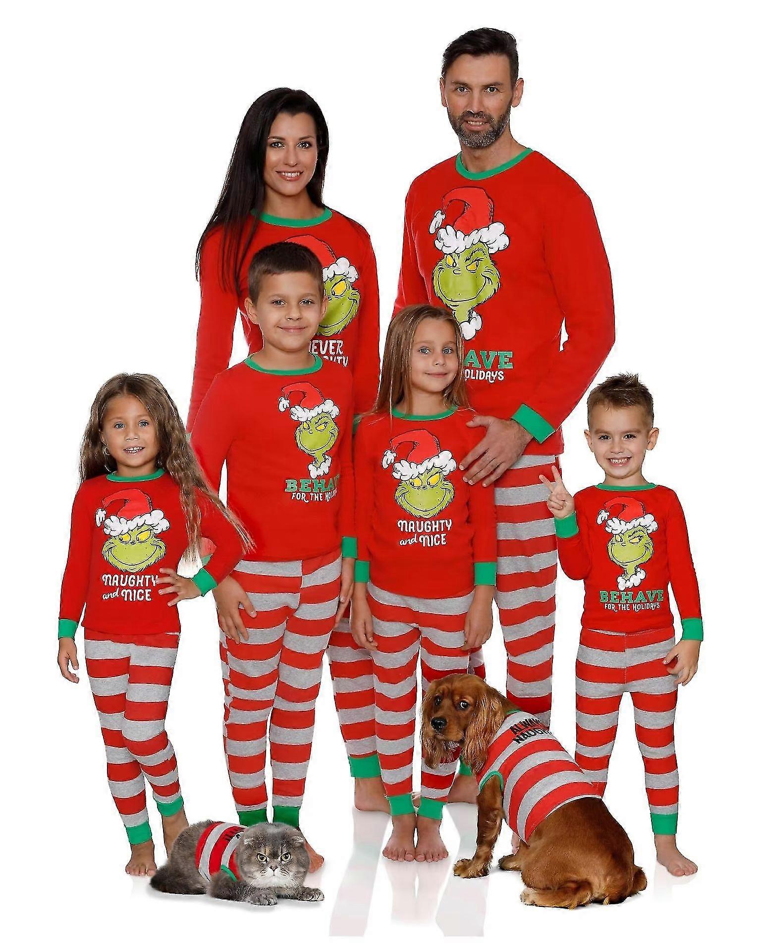 Julpyjamas Grinchen Familjen Nattkläder Pjs Set Matchande Pojkar Flickor Pjs Kostymer -JRCN
