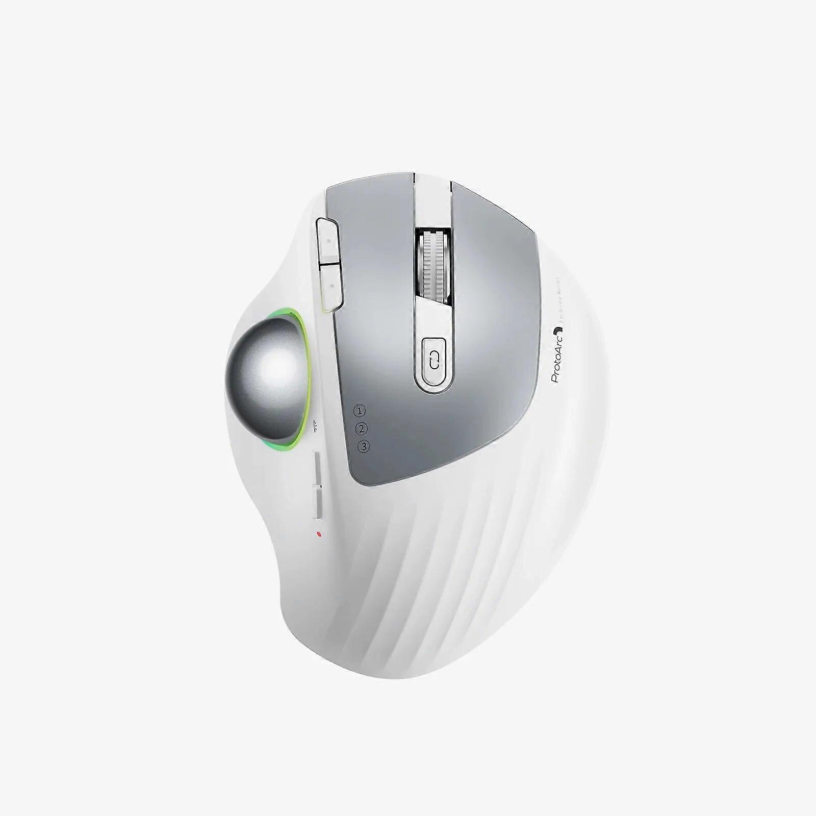 ProtoArc EM01 RGB Wireless Trackball Mouse 2.4G Bluetooth Ergonomic Mouse Rechargeable Rollerball Mice for Home Office Laptop PC Mice & Trackballs