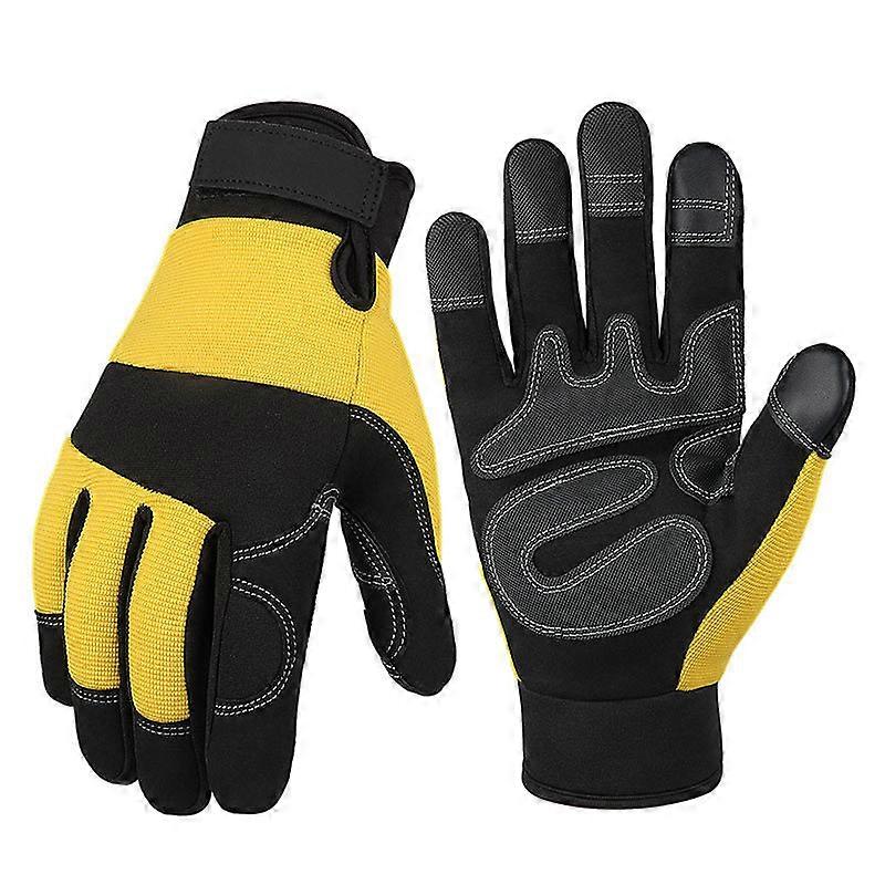 Dww-Une paire de gants de travail de jardin jaune M rsistant aux pines flexibles en cuir robuste comptence de mcanicien gants de construction respiran