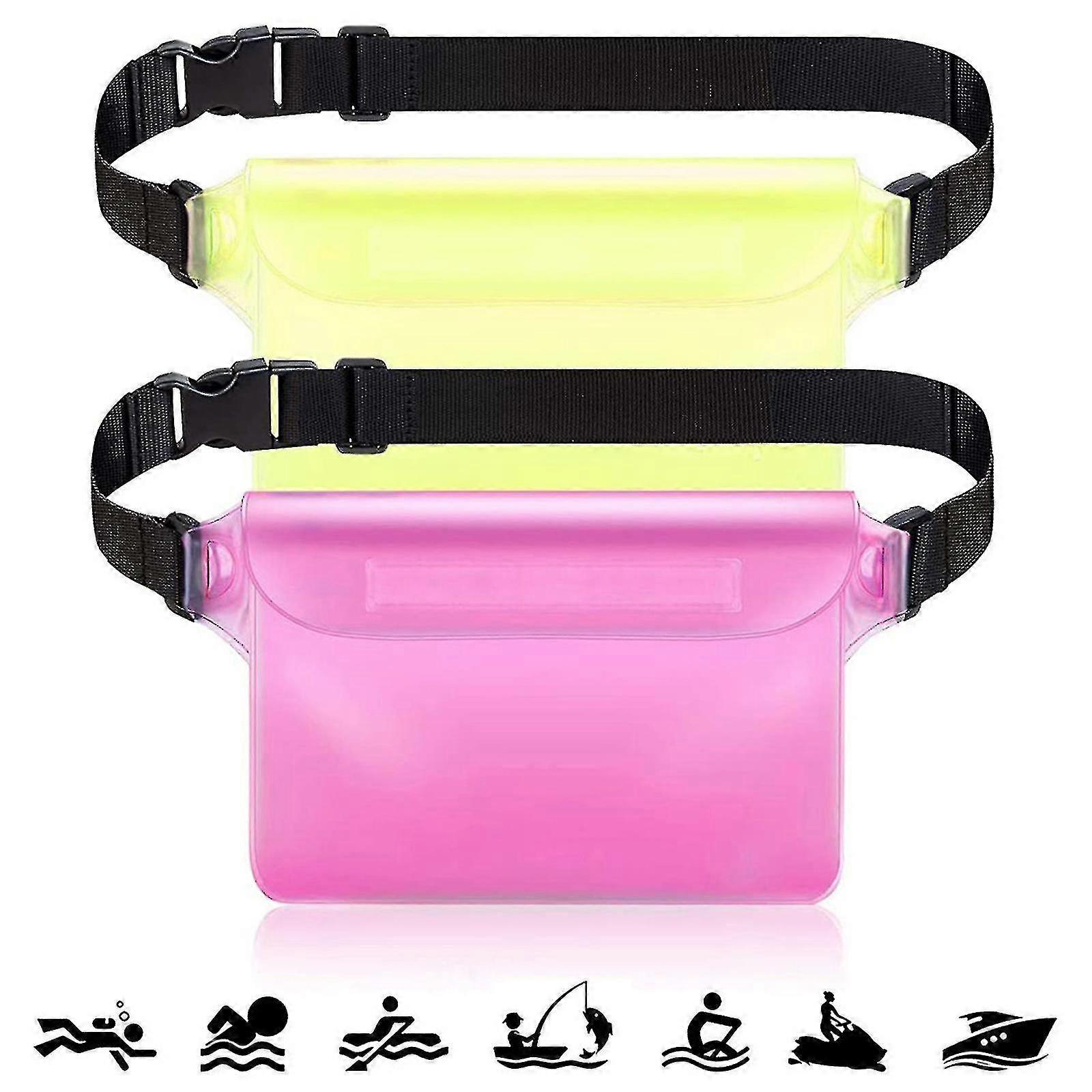 2 חבילות שקית טלפון עמיד למים Ipx8 תיק עמיד למים מתכוונן חבילת פאני לשחייה על החוף לשנורקלינג