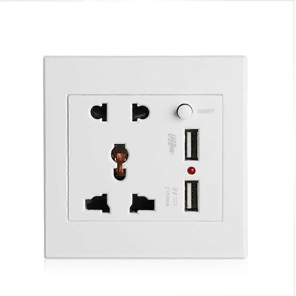 Switch 2.1A Dual USB Wall Socket Charger AC/DC Power Adapter Plug Outlet Panel w/Switch