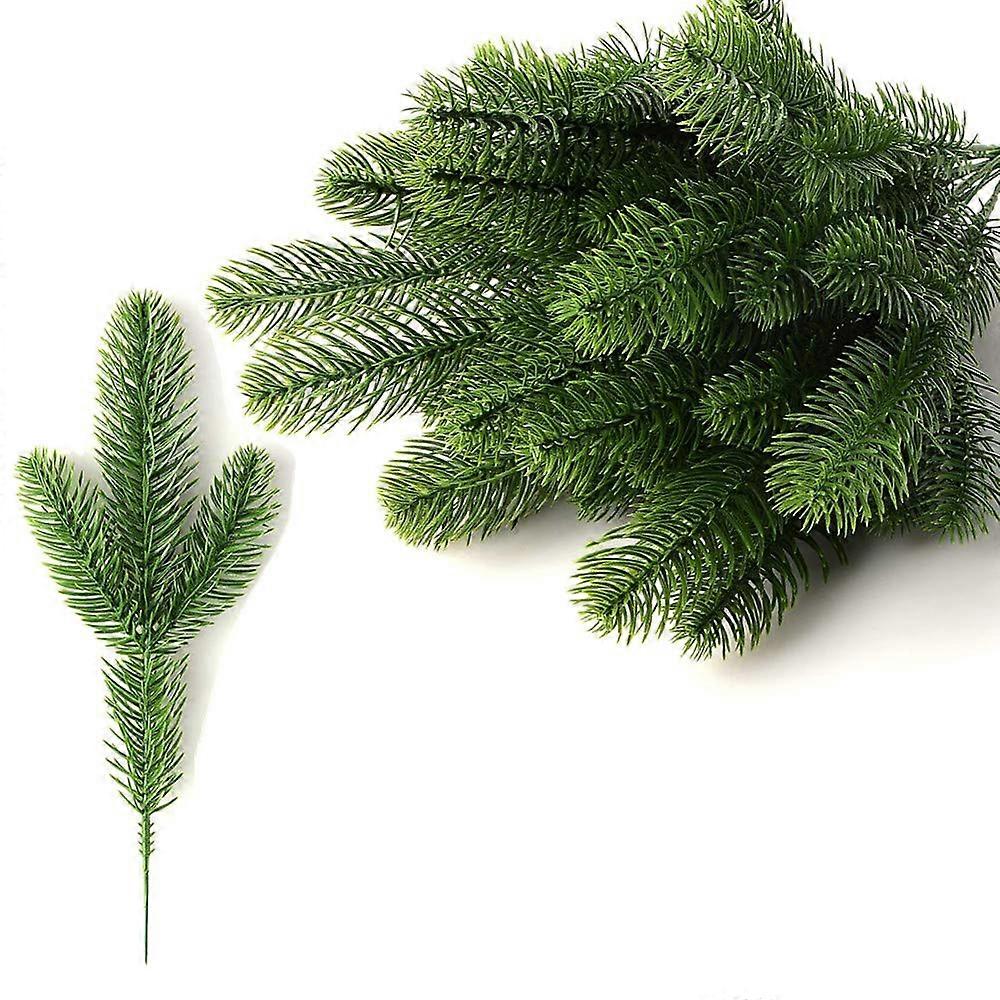 30pcs Artificial Pine Branches Green Leaves Needle,Artificial Pine Tree Branches Plastic Pine Leaves