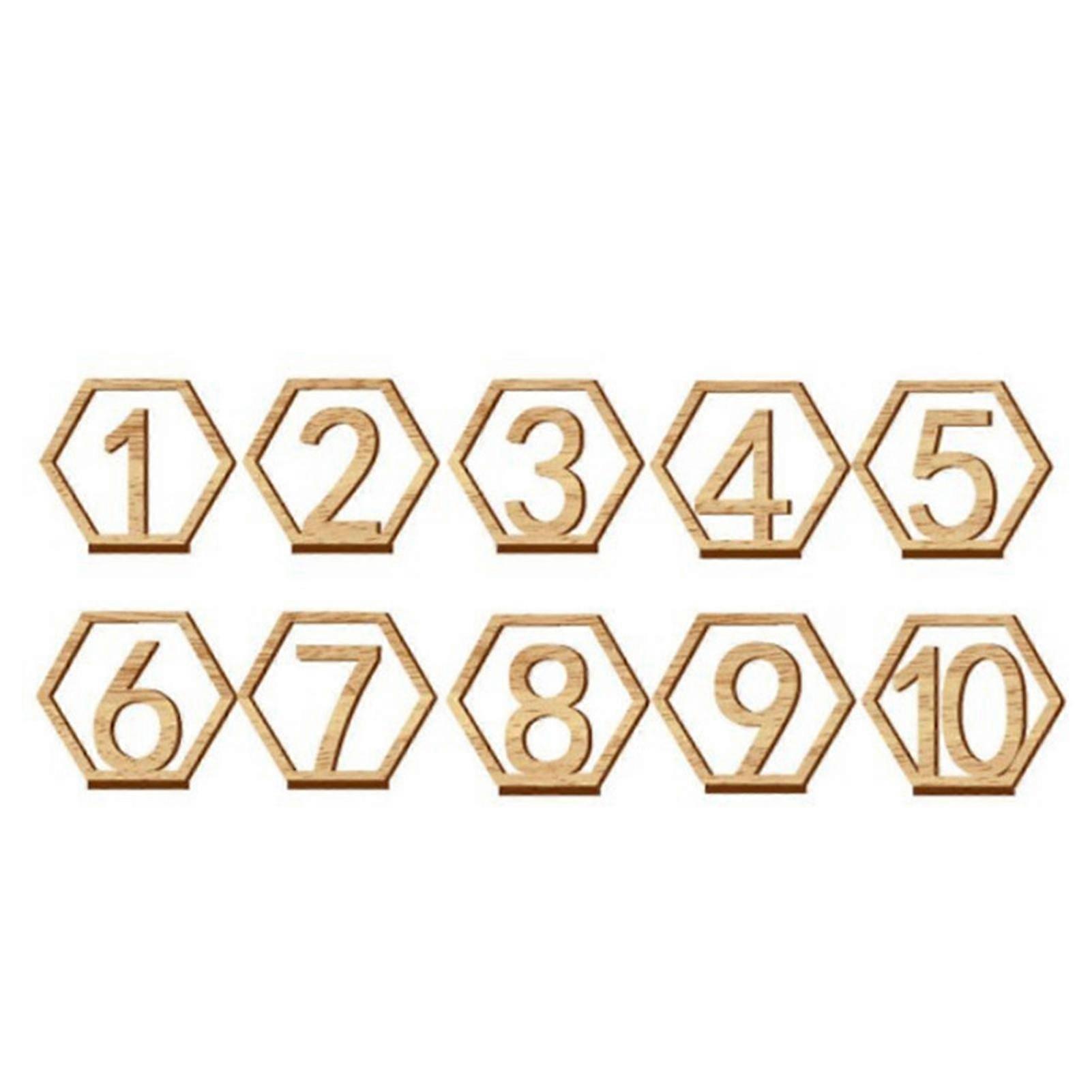10pcs Hollower Out Craft Durable Wooden Table Number Hexagon Frame For Wedding