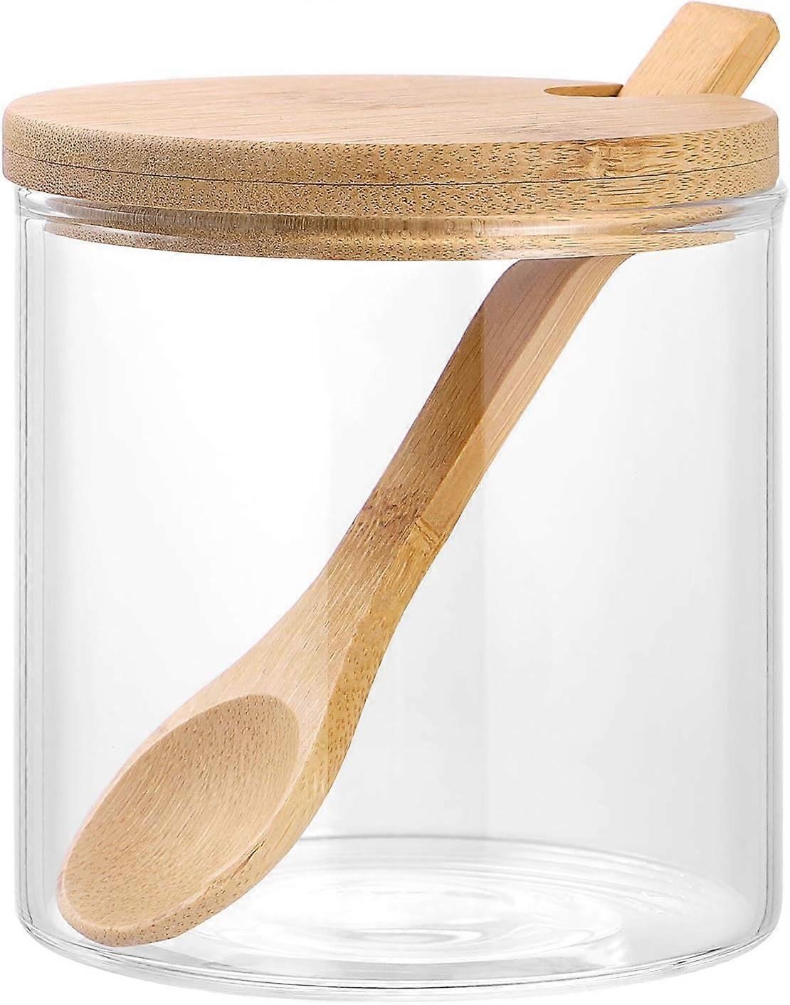 Pote de tempero de pote de sal temperado com tampa e colher