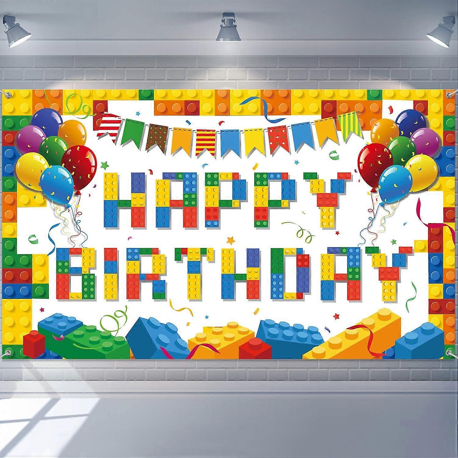 Colorful Building Blocks Birthday Backdrop Blocks Photography Birthday Backdrop Children's Birthday Party Decorations Building Blocks Theme Party Supp