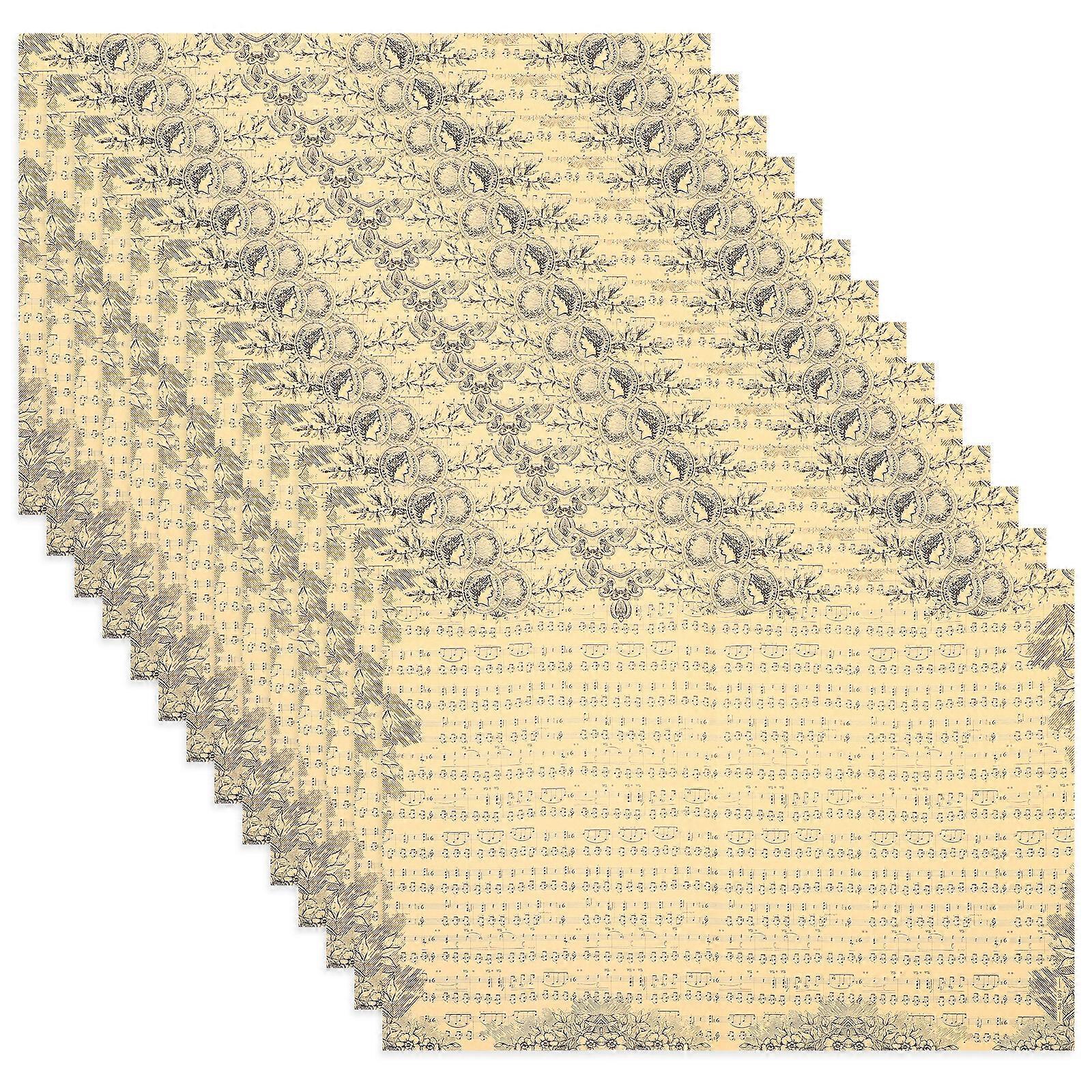 20 Sheets of Vintage Flower Wraps Decorative Floral Wrapping Paper Musical Note Pattern Flower Wraps