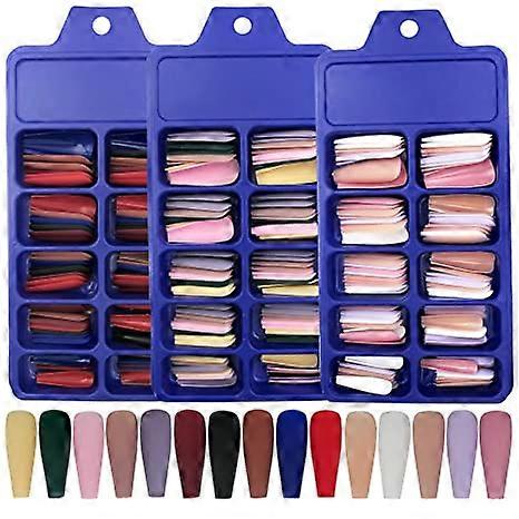 300pc Matte Coffin Press on Nails Long Ballerina False Nails Colored Artificial Fingernails Manicure Design Decor 10 Sizes 15 Colors