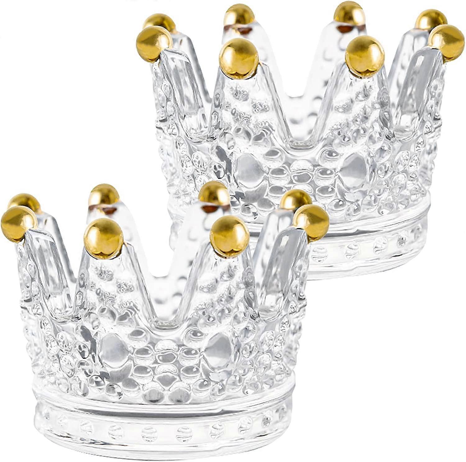 2-pack Glas Krona Ljusstake