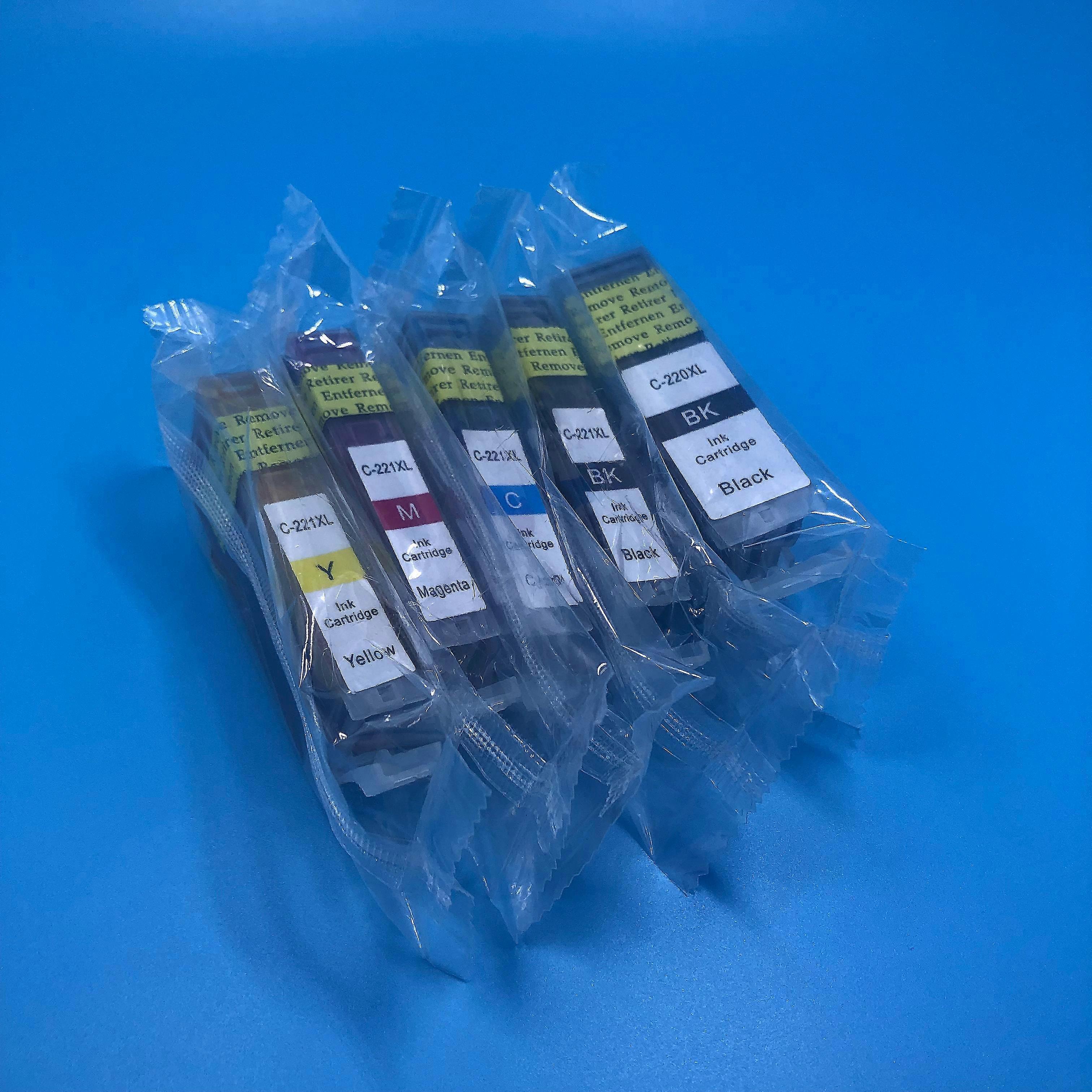 high quality5pcs/set Compatible Ink Cartridge Pgi-220 Cli-221 For Canon Pixma Mp540 Mp550 Mp560 Mp620 Mp630 Mp640 Mp980 Mp990 Mx860 Ip3600