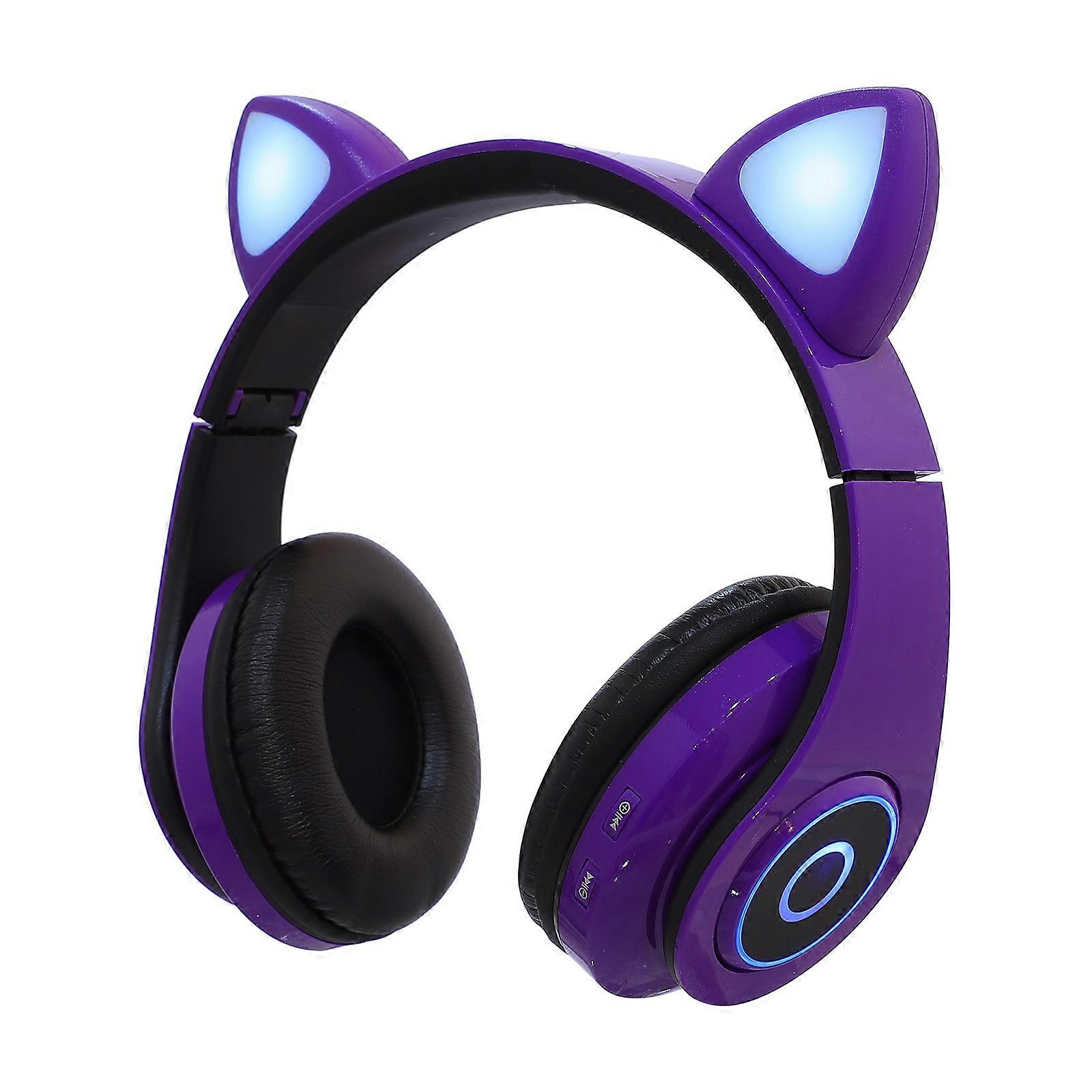 Foldable Wireless Headset Adorable Cat Ear Shape Headphone with Lighting