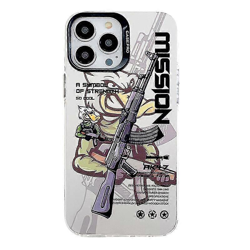 For Iphone 14 Pro Pattern Printing Phone Case Electroplated Silver Series Pc+tpu Back Cover