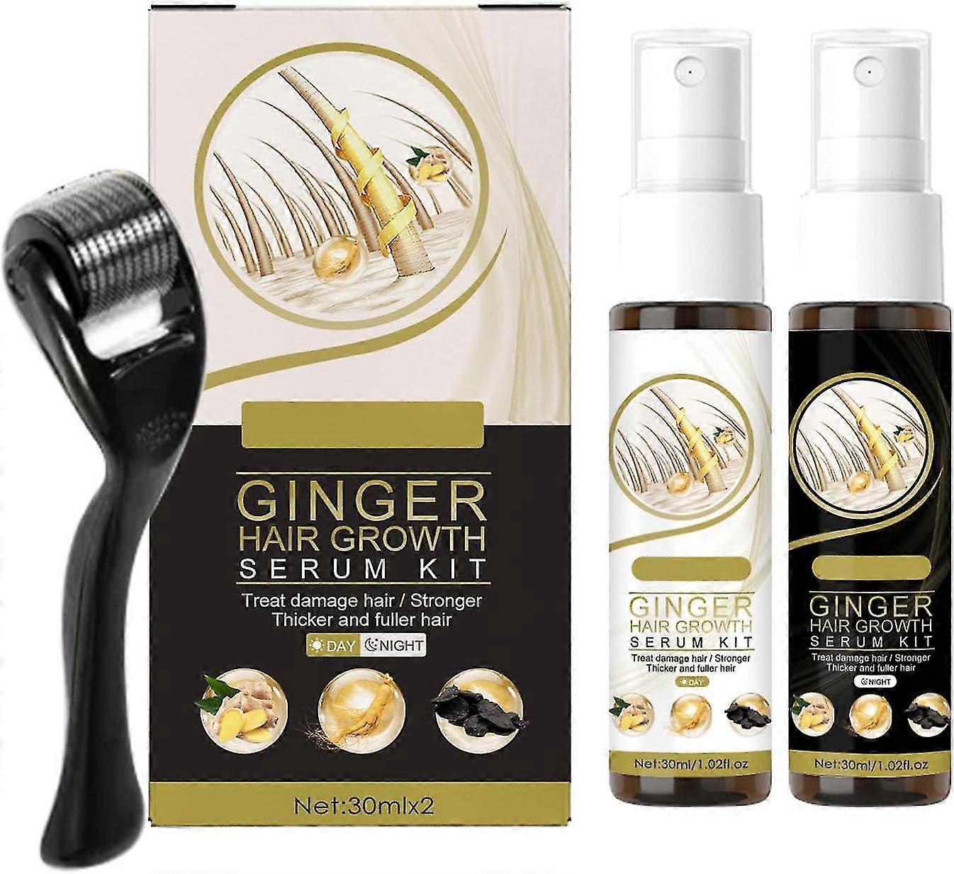 Derma Roller ja hiusten kasvun seerumisarja, sakeuttavat ja vahvistavat hiusten uudelleenkasvua, taistelevat hiustenlähtöä vastaan ja vahvistavat hiusjuuria 0,25 mm: n dermarullalla