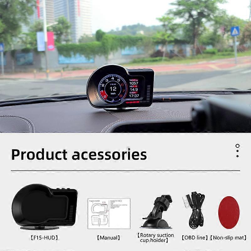 Car Head Up Display OBD GPS Dual System HUD On-Board Computer 8 Colors Accelerated Test Speedometer RPM Gauge 6 Alarm Functions