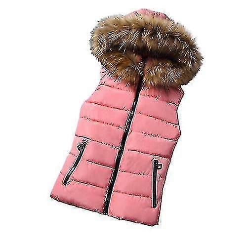 Pufferväst för kvinnor quiltad avslappnad varm vinterväst avtagbar huvjacka kappa