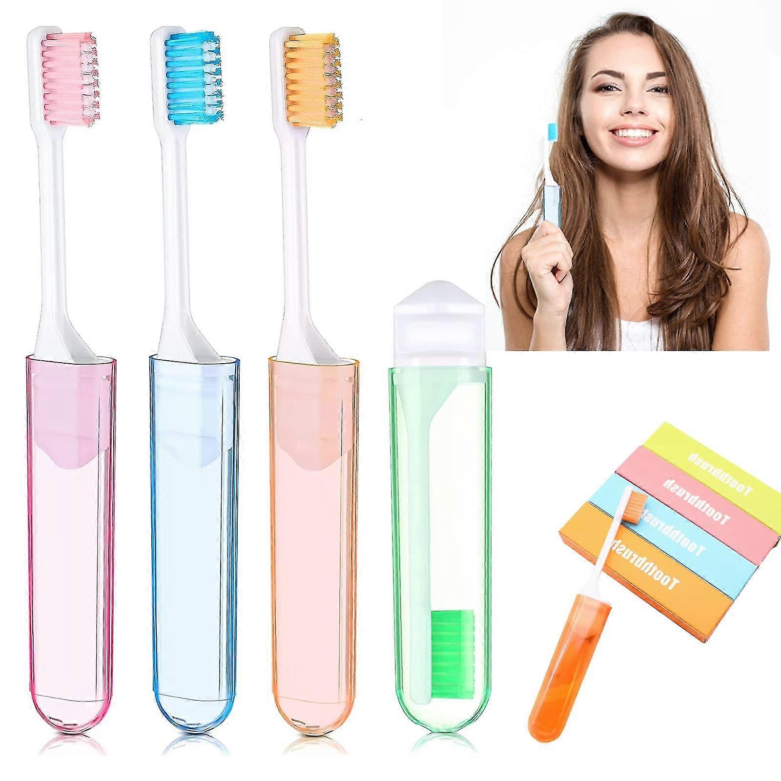 4 Pcs Foldable Travel Toothbrushes, Camping Toothbrush, Mini Foldable Toothbrush With Soft Bristle