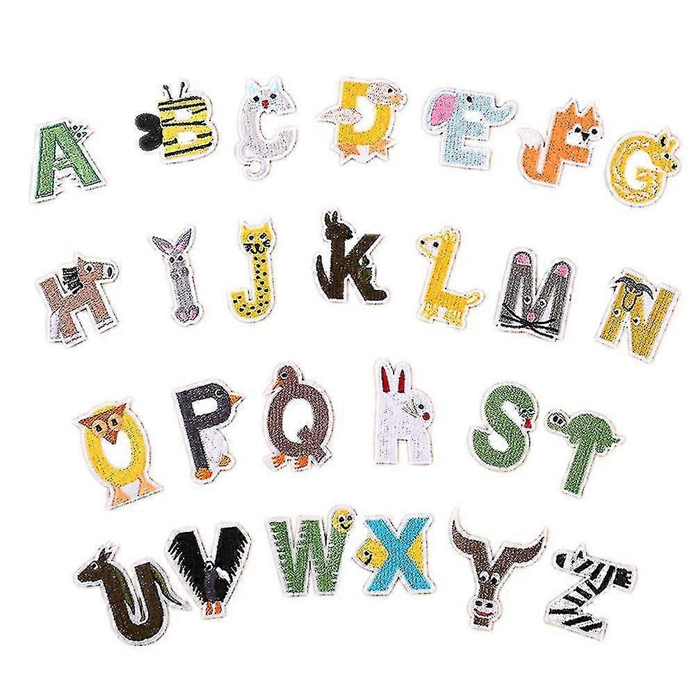 Iron On Patches Letters 26pcs A-z Alphabet Patches Animal Shaped Diy Motif Iron On Or Sew On Patches Appliques For Jeans