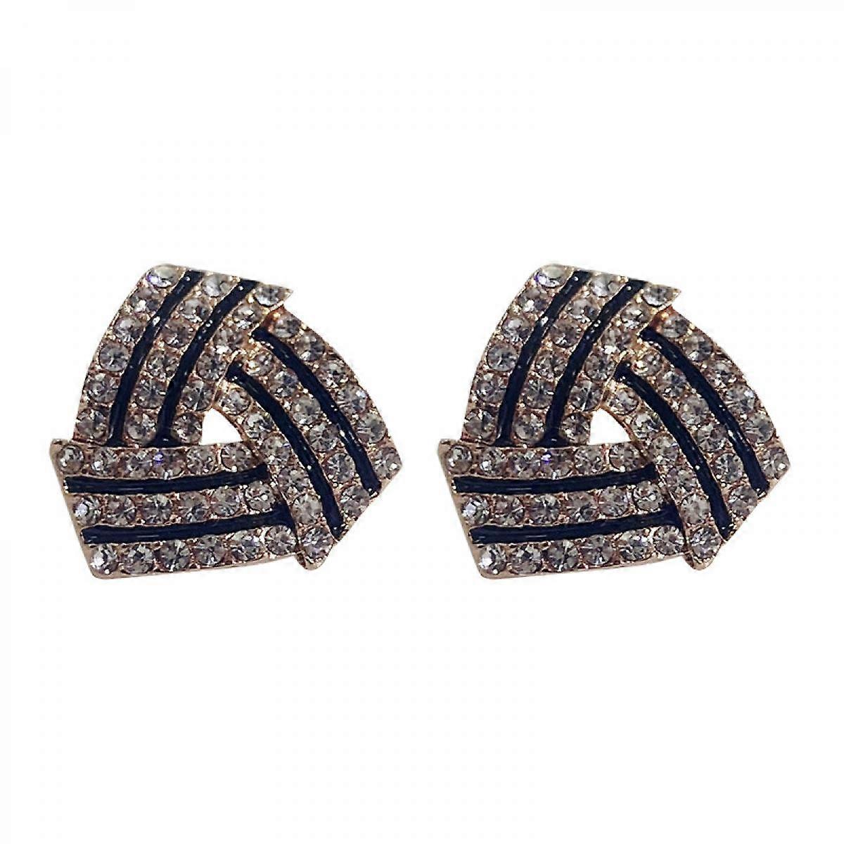 Three Stone Round Cubic Zirconia Cluster Triangle Stud Earrings