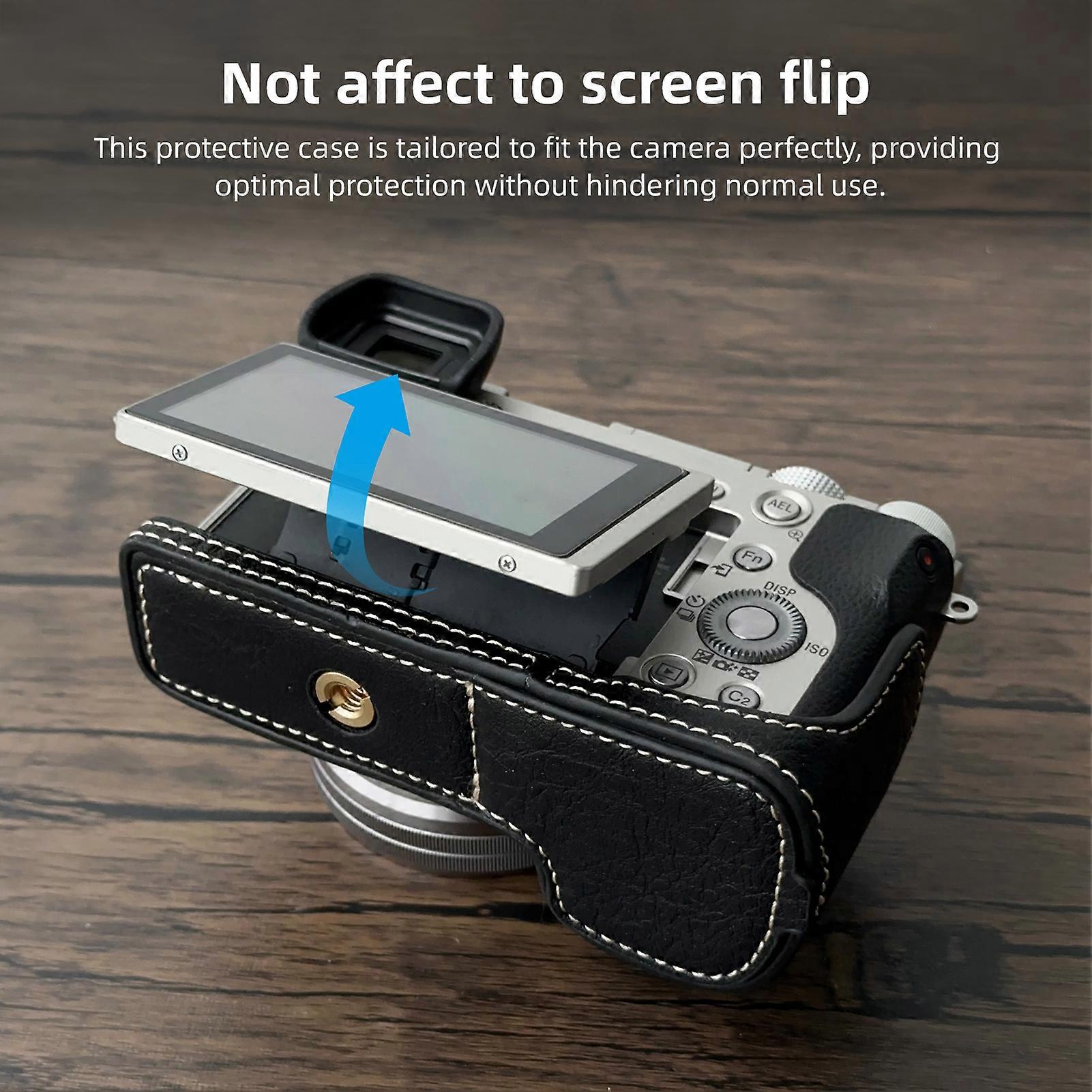 Portable Camera Protective Case Retro Style Camera Case Carry Bag Opening Bottom Design Replacement for  A6400/A6300/A6100/A6000 Camera