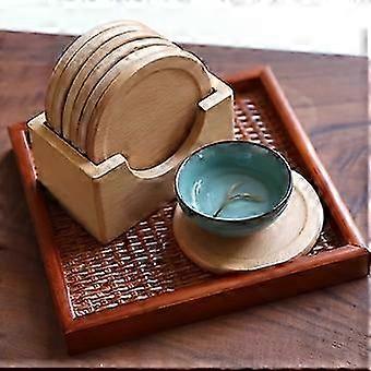 Boeyaa Solid Wood Coaster Set For Tea Cups Walnut And Beech Wood Coffee Mug Pads Bar And Cafe Table