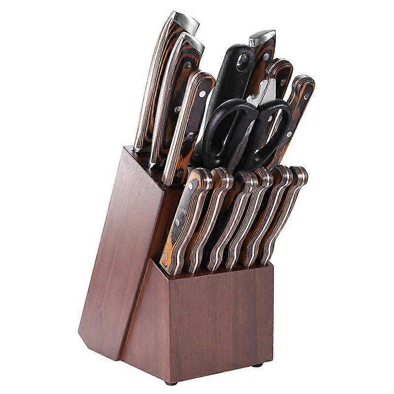 Large Acacia Knife Holder  15-Slot Knife Organizer for Kitchen, Multi-Function Use