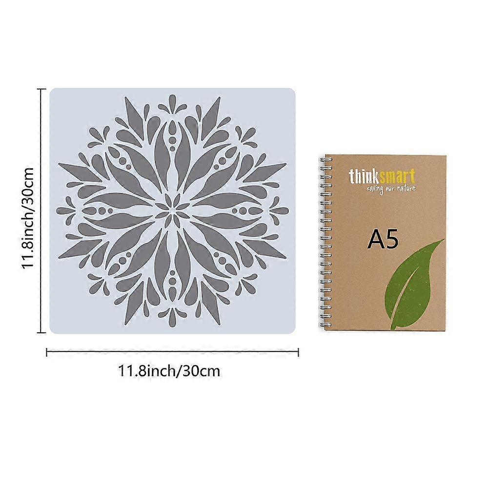 PET Plastic Hollow Out Drawing Painting Stencils Templates Square Flower Pattern 300x300mm
