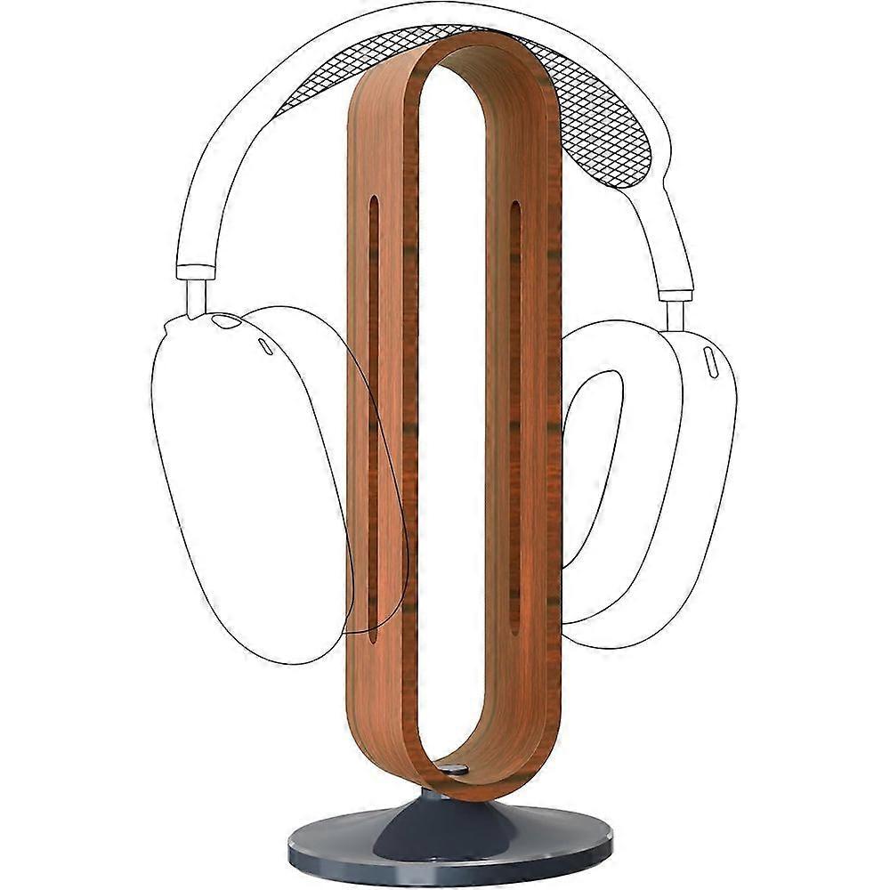 Aluminum Alloy Headphone Stand for Gaming Headphone Stand, Desktop Display Stand with Sturdy Heavy Duty Base (Walnut)