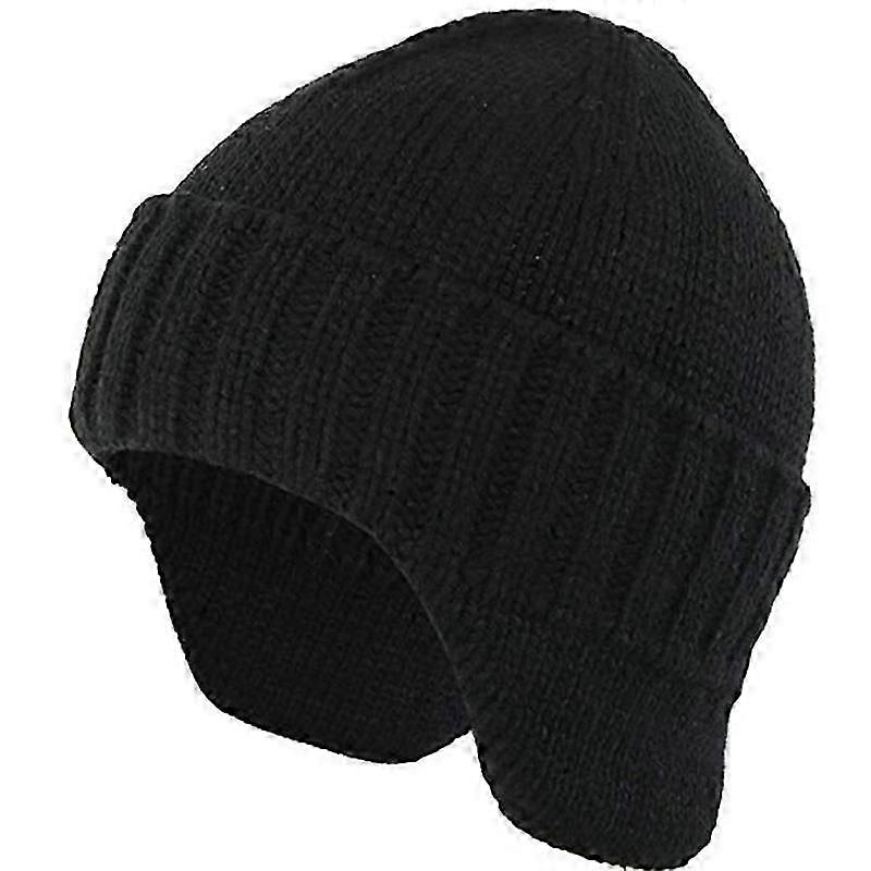 Winter knitted Warm wool cap Ear protector Wool cap (black) 1 pairs