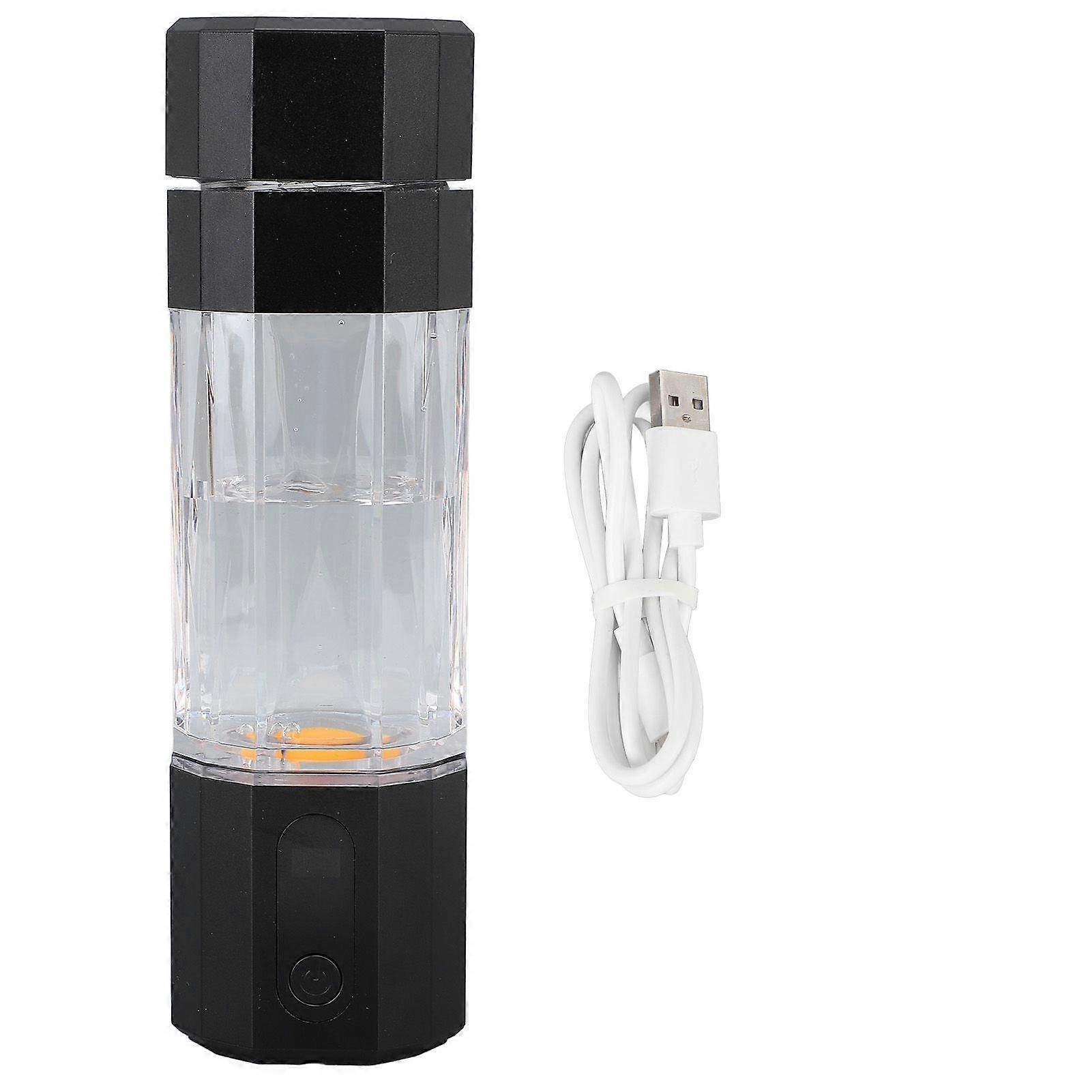 Bouteille d'eau à hydrogène avec lumières colorées, électrode en titane platine, 2 vitesses, 2 concentrations, anti-fuite, générateur d'eau à hydrogène portable, noir