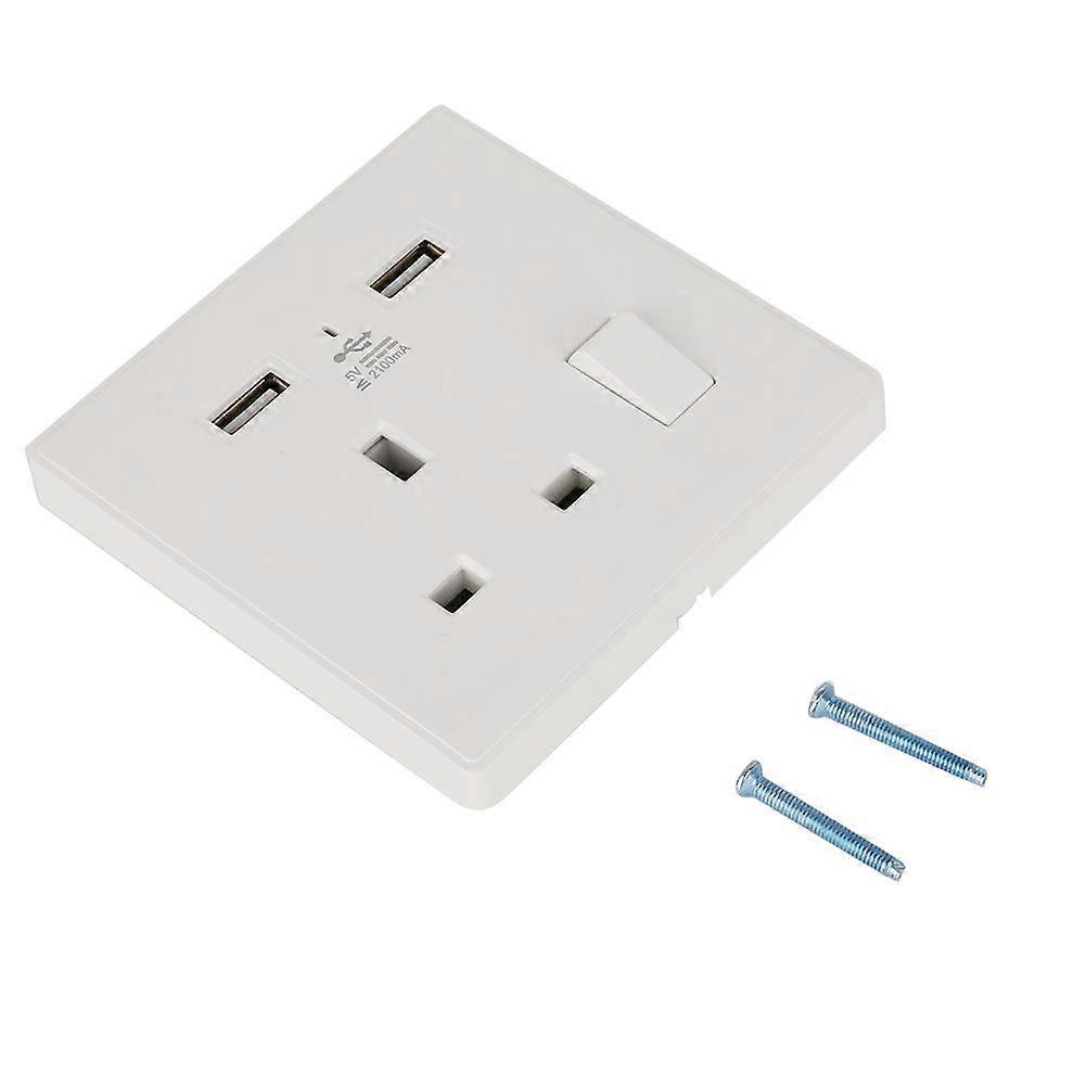 Single Wall Plug Socket USB Switch With LED Flat Plate UK Plug (White Mirror)