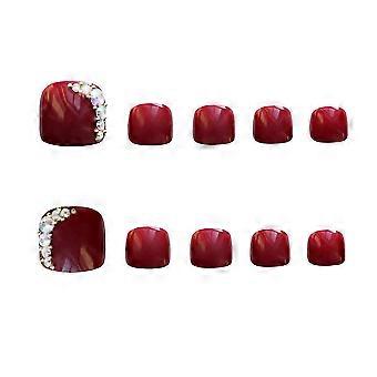 Kvinner Damer Falske Tær Negler Glitrende Rhinestones Gjenbrukbare falske negler Jelly Glue Model