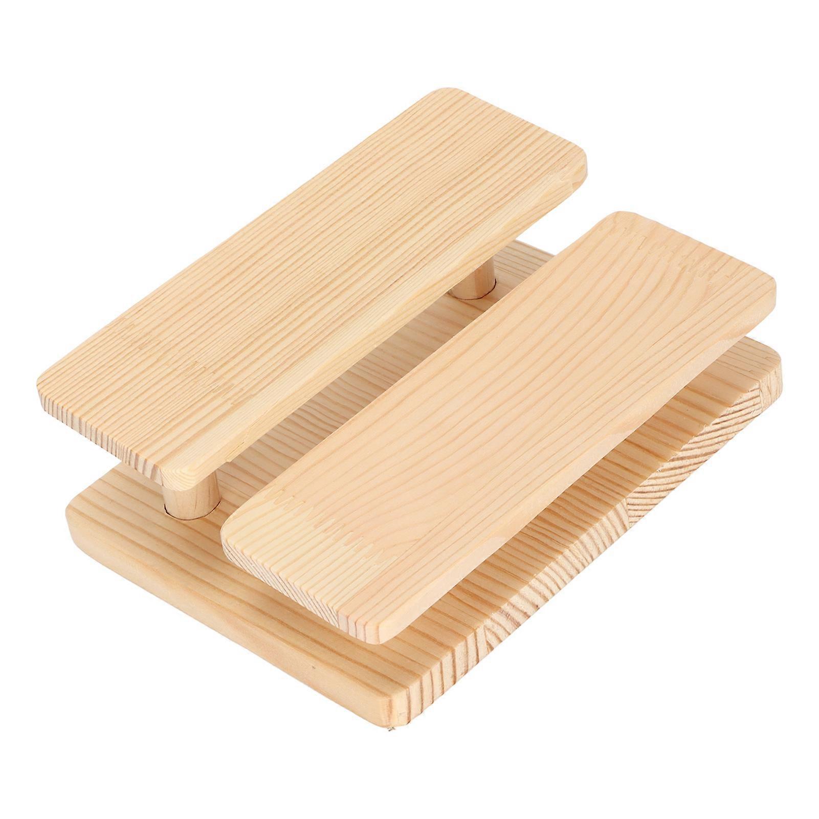 Rustic Wooden Eyeglasses Frame Stand 2 Layers Log Display Holder