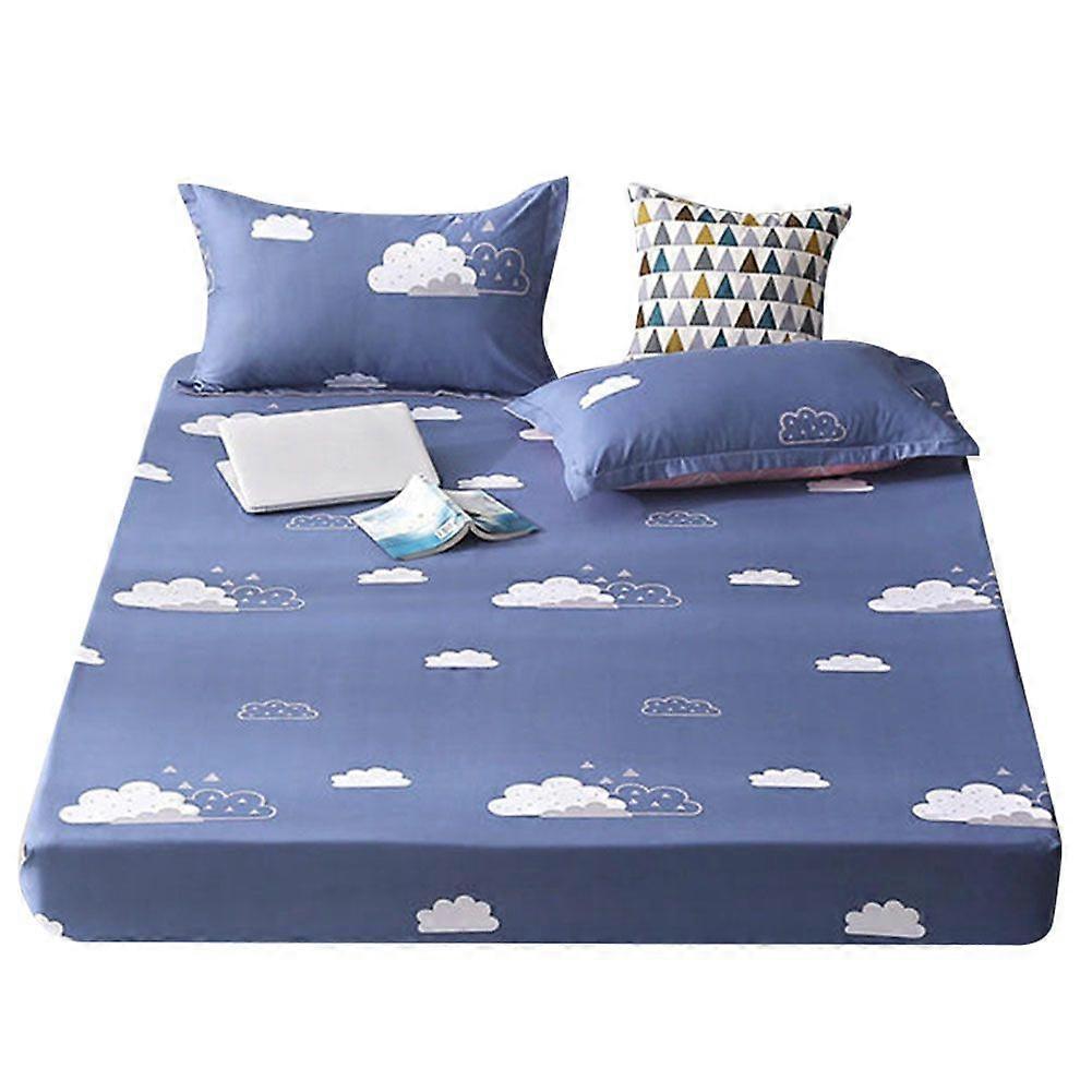 Flower Printing Polyester Bedding Set Pillowcase Fitted Sheet (Full)