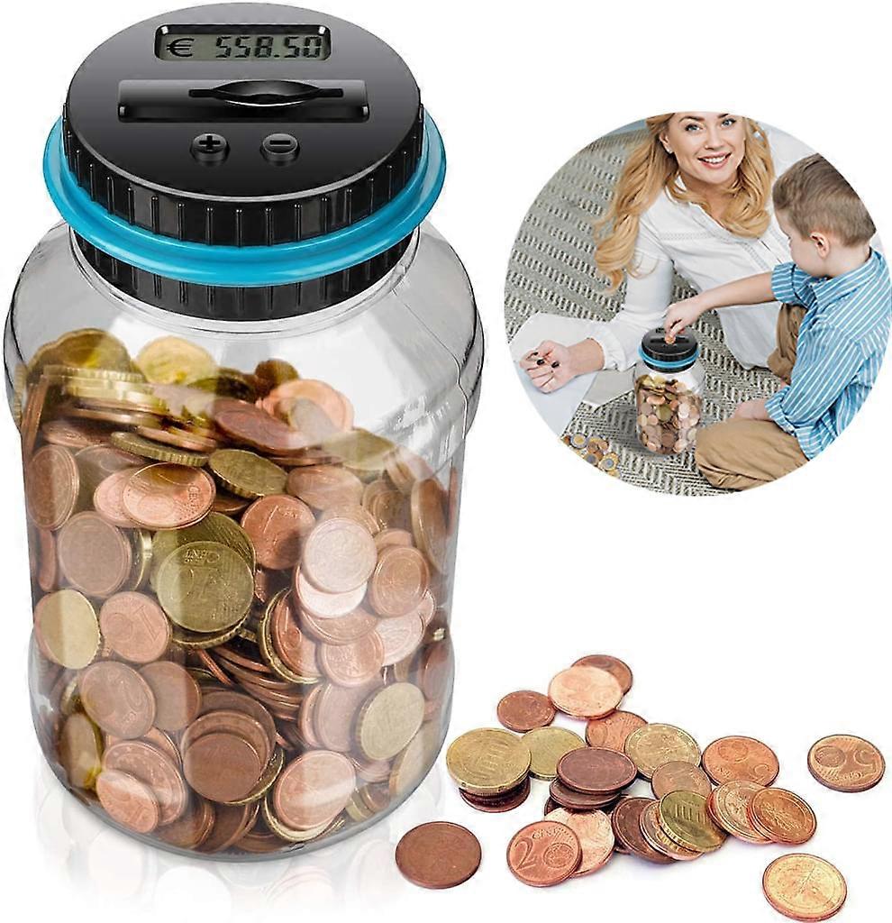 Digital Piggy Bank Counter, Automatic Coin Counting Jar, Piggy Bank, Coin Piggy Bank with LCD Display, Large Capacity