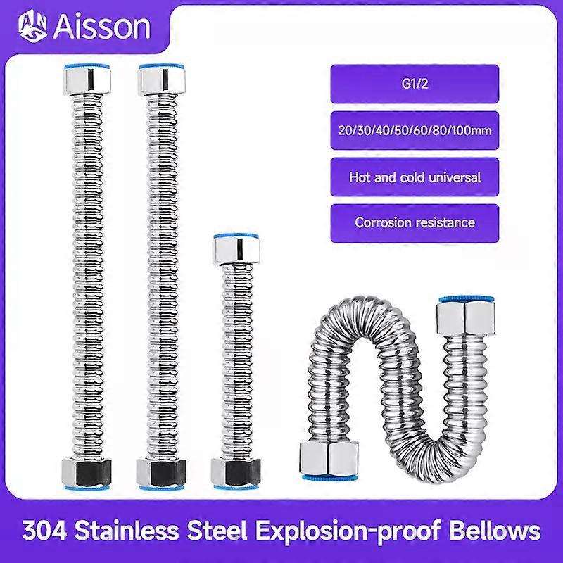 Fsw 1pcs G1/2 304 Stainless Steel Bellow Water Weaved Plumbing Hose Bathroom Heater Valve Connect Corrugated Pipes